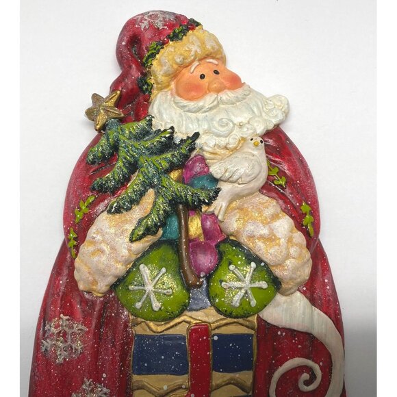 Vintage Santa Claus Christmas Wall Hanging Holding Joy Stocking 13 Inch - Picture 5 of 9